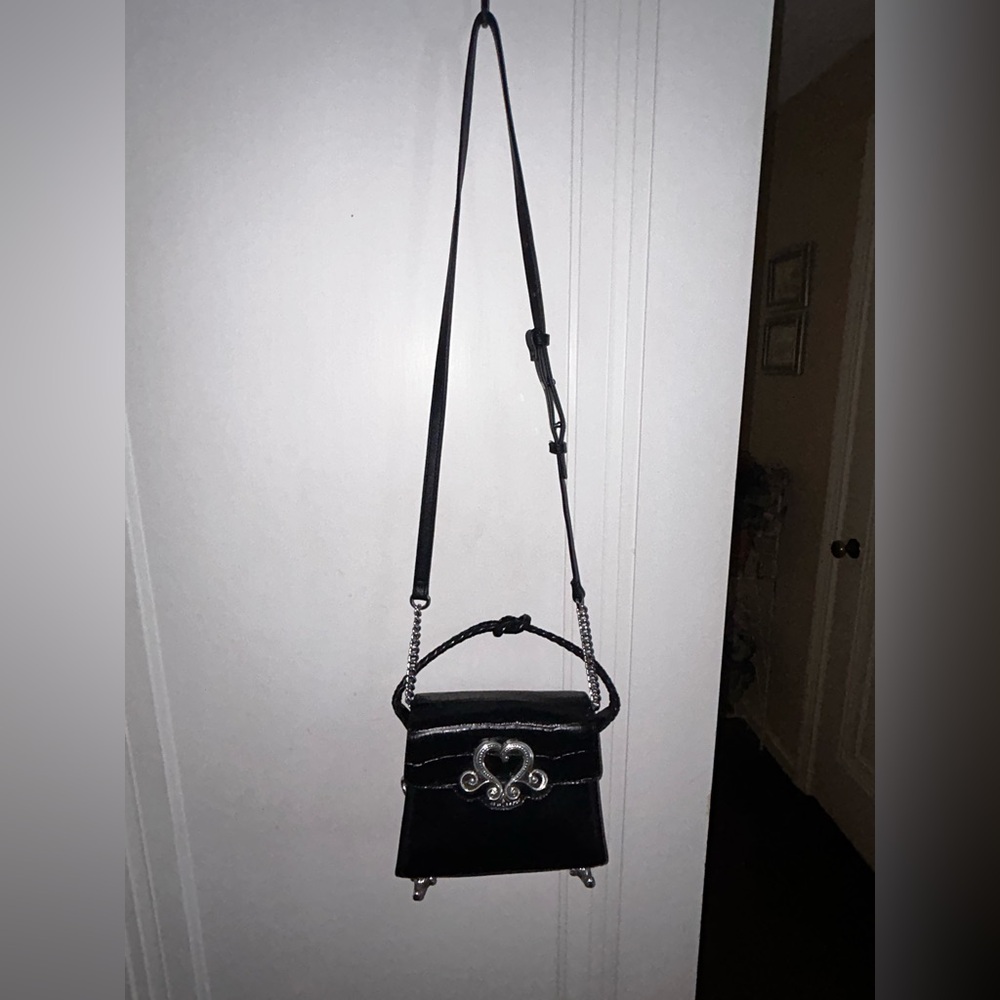 Brighton Black Crossbody Bag with Silver Detailing